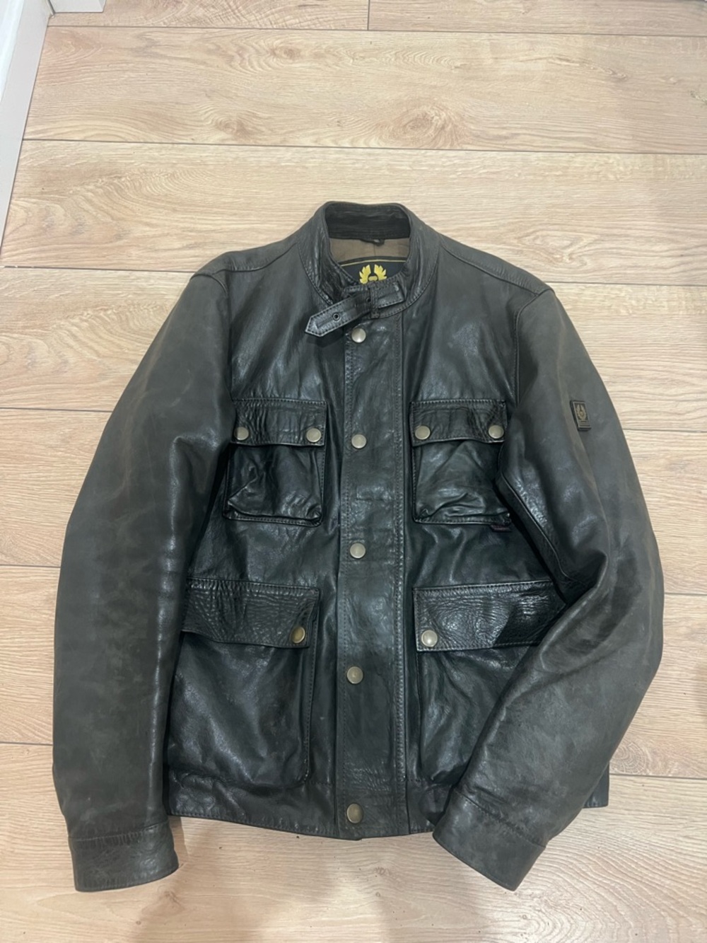 Beautiful Belstaff Brad Leather Jacket. L. Antique Black